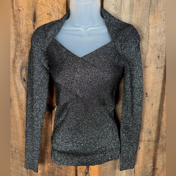 Ted Baker London Eloisy Black Sparkle Knit Fitted Top - Size 1 - Picture 6 of 14